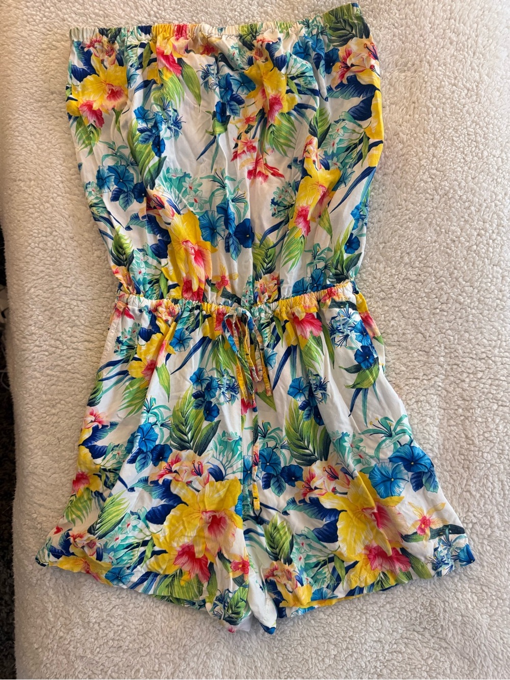 Tommy Bahama Strapless Tropical Floral Romper Medium Rayon
